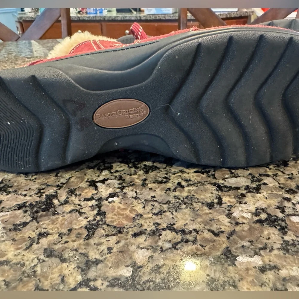 Earth Origins Leather Fur Ankle Boots Suede Burgundy 11 Comfort Walking Gorpcore - Picture 13 of 14